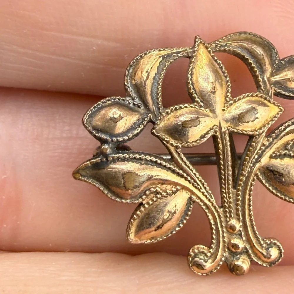Vintage Gold Filled Watch Fob Brooch Signed MF&W‎